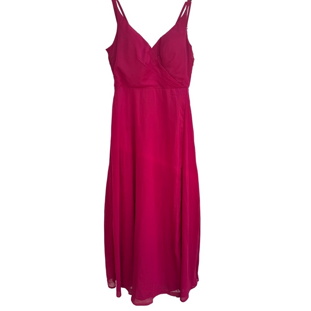 Azazie // berry color lace back faux wrapped maxi dress size 10a dr1
